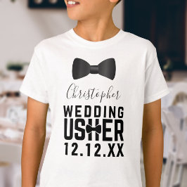 Barn Bröllop Usher Svart Fluga T-Shirt