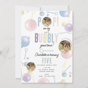 Barn Bubble Party POP on by Birthday Anpassningsba Inbjudningar