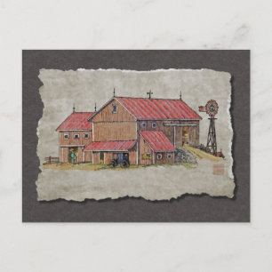 Barn Buggy & Kvarn Vykort