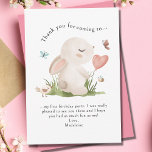 Barn Bunny Rabbit Birthday Tack<br><div class="desc">Tack gästerna för att de kom till födelsedagsfesten med den här söta,  rosa kanin...  tackkort. Kortet har skapats med en första födelsedag i åtanke,  men är lämpligt som barnkort för alla födelsedag eller tillfälle. Det beror på att meddelandet lätt kan bli personlig av dig!</div>