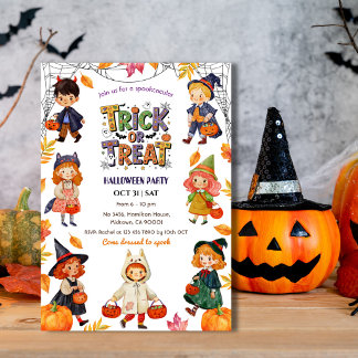 Barn Busar eller Godis Halloweenfest Ryslig Kostym Inbjudningar