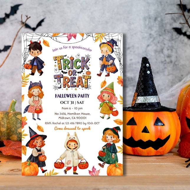 Barn Busar eller Godis Halloweenfest Ryslig Kostym Inbjudningar (Skapare uppladdad)