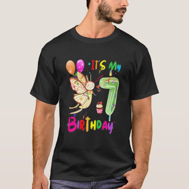 Barn Butterfly Birthday Det är mina 7:e-födelsedag T Shirt (Framsida)