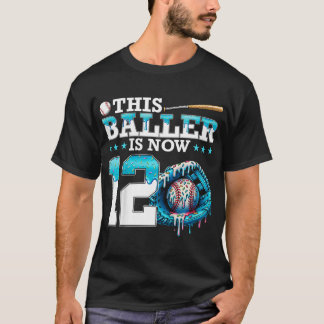 Barn Bysebyll Drip 12-års födelsedagsfest Sport Fa T Shirt