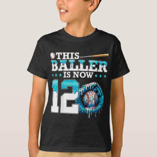 Barn Bysebyll Drip 12-års födelsedagsfest Sport Fa T Shirt