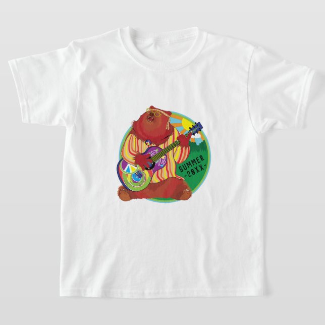 Barn Camp T-Shirt Singing Bear Personalize (Laydown)