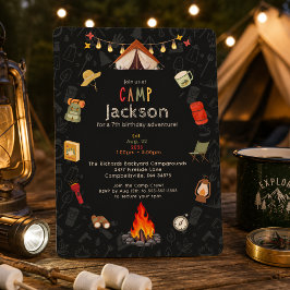 Barn camping födelsedagsinbjudan inbjudningar