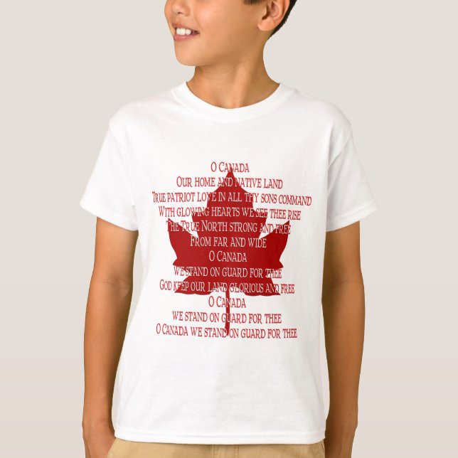 Barn Canada Anthem T-shirt Souvenir Canada Shirt (Framsida)