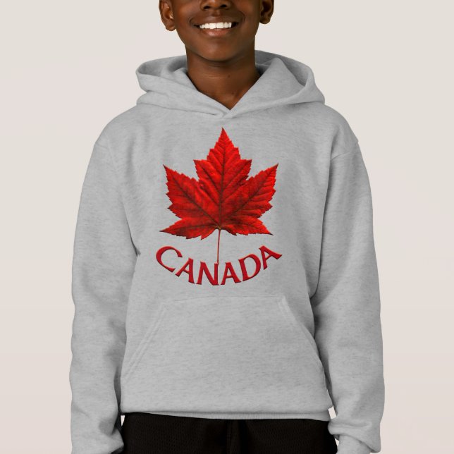 Barn Canada Flagga Hoodie Maple Löv Barn Hoodie T Shirt (Framsida)