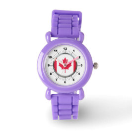 Barn Canada Flagga Red Glitter Strap Watch Armbandsur