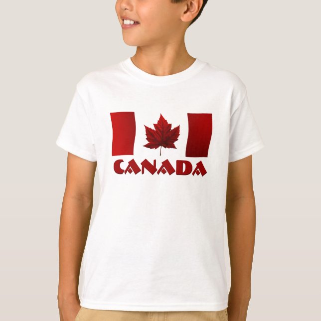 Barn Canada Flagga Ringer Maple Löv Barn T-Shirt (Framsida)