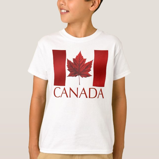 Barn Canada Flagga Ringer Maple Löv Barn T-Shirt (Framsida)