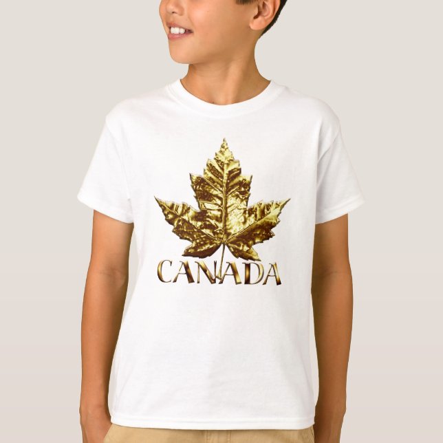 Barn Canada Sweatshirt Guld Souvenir Canada Shirt T Shirt (Framsida)
