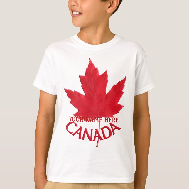 Barn Canada T-shirt Custom Name Maple Löv Shirt (Framsida)