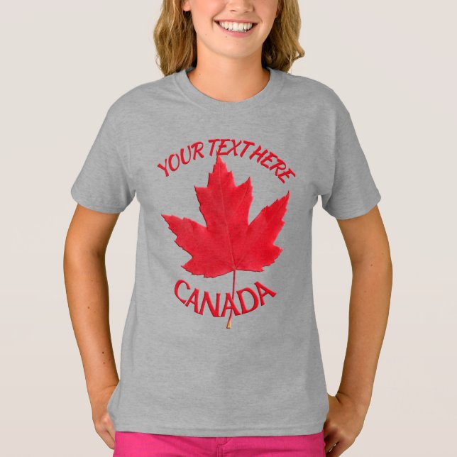 Barn Canada T-shirt Custom Name Maple Löv Shirt (Framsida)