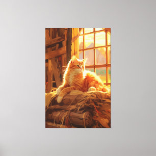 Barn Cat Charm, Vintage Art Canvastryck