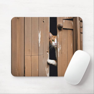 Barn Cat Peeking runt door Musmatta