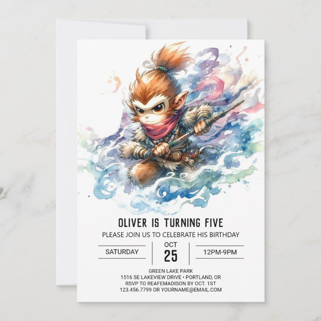 Barn, Chic, apa, födelsedag Inbjudningar (Framsida)