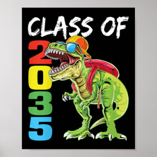 Barn Cl Av 2035 T Rex Dinosaur Första Dagen I Förs Poster