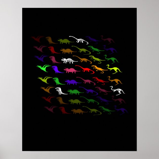 Barn coola regnbåge färglös söt dinosaur poster (Framsidan)