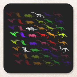 Barn coola regnbåge färglös söt dinosaur underlägg papper kvadrat