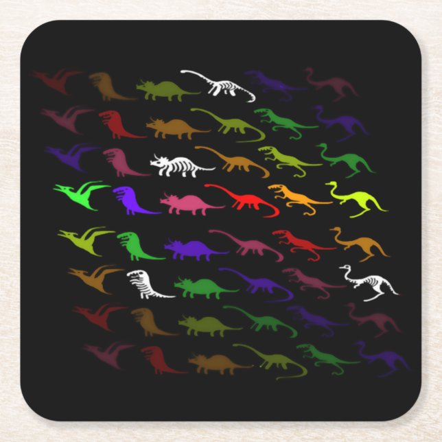 Barn coola regnbåge färglös söt dinosaur underlägg papper kvadrat (Framsidan)
