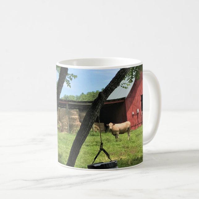 Barn & Cows, Rural North Carolina Kanvastryck Mag Kaffemugg (Framsida höger)