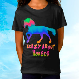 Barn "Crazy about Horses" Tropical Tie-Dye T Shirt