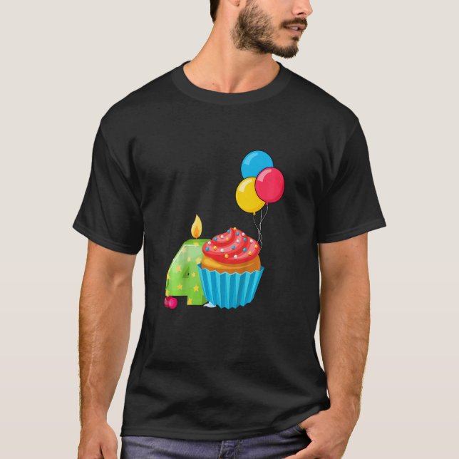 Barn Cupkaka 4e födelsedagen Fjärde 4-årsdagen T Shirt (Framsida)