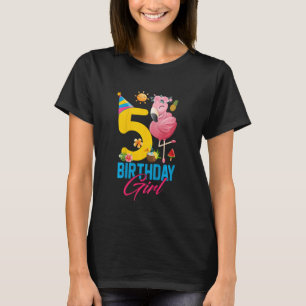 Barn Cute 5 år gammal Birthday Girl Flamingo 5th B T Shirt