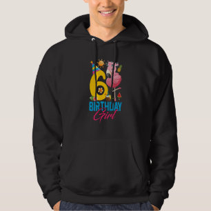 Barn Cute 6 år gammal Birthday Girl Flamingo 6e B Hoodie