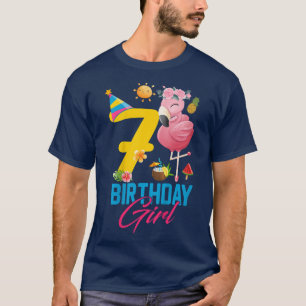 Barn Cute 7 år gammal Birthday Girl Flamingo 7:e B T Shirt