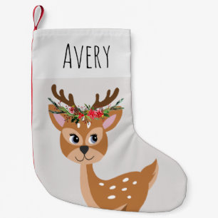 Barn Cute Cute Grått-renar med utandning och Namn Liten Julstrumpa