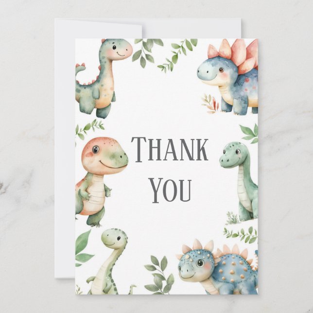 Barn Cute Dinosaur - tack för ditt kort (Framsida)