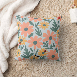 Barn Cute Ladybug Polka punkt Daisy Flower Mönster Kudde