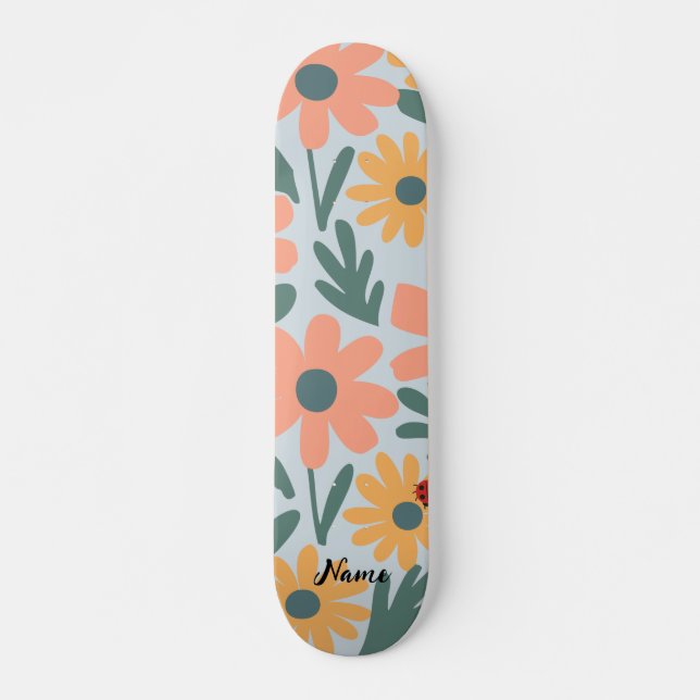 Barn Cute Ladybug Polka punkt Daisy Flower Mönster Mini Skateboard Bräda 18,5 Cm (Framsida)