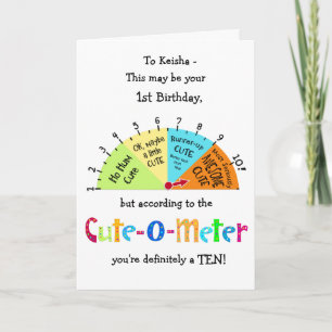Barn Cute-O-Meter Funny första hälsningskort för f Kort