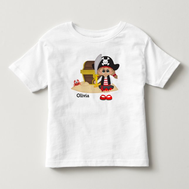 Barn Cute Pirat Girl T Shirt (Framsida)