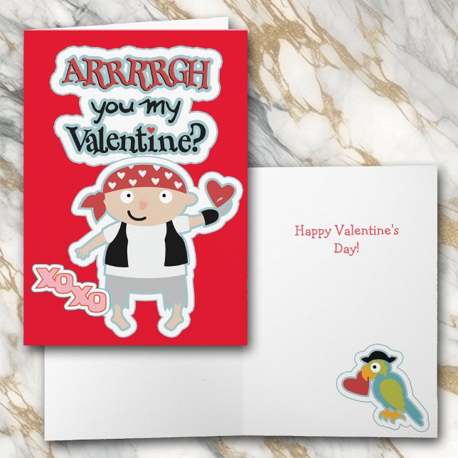 Barn Cute Pirat Valentine Card Helgkort (Skapare uppladdad)