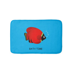 Barn Cute Red Fish på Blue Badrumsmatta