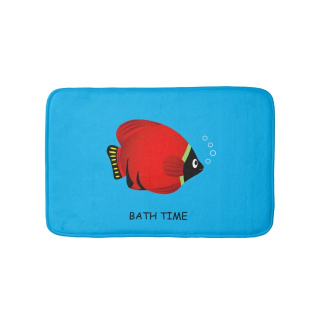Barn Cute Red Fish på Blue Badrumsmatta (Framsidan)
