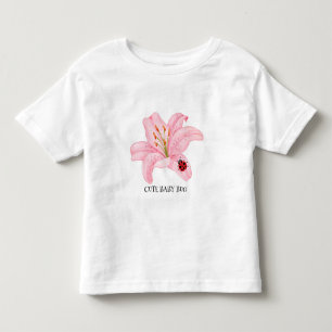 Barn Cute Vattencolor ladybug på Rosa lide Flower T Shirt