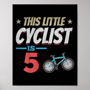 Barn Cykel Cyklar Denna Lille Cyklist Är 5:e Bi Poster