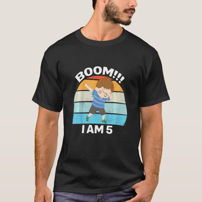 Barn Dabbing Birthday 5 Years Birthday O T Shirt (Framsida)