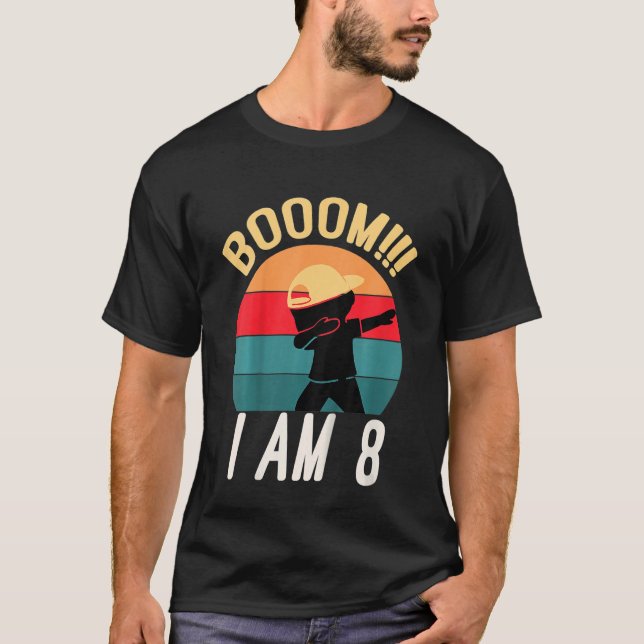 Barn Dabbing Birthday Shirt 8 år gammal födelsedag T Shirt (Framsida)