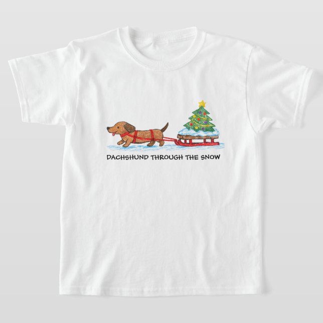 Barn Dachshund Jul T Shirt (Laydown)