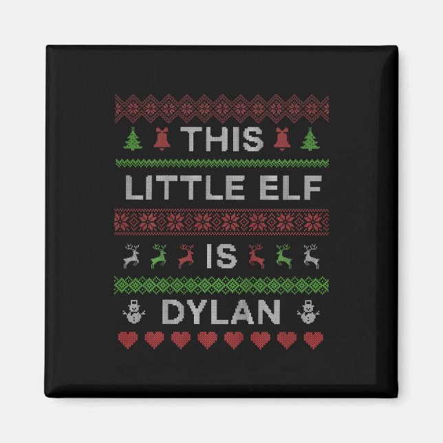 Barn Den här lilla Elf är Dylan Ugly Jul Sweat Magnet (Framsidan)