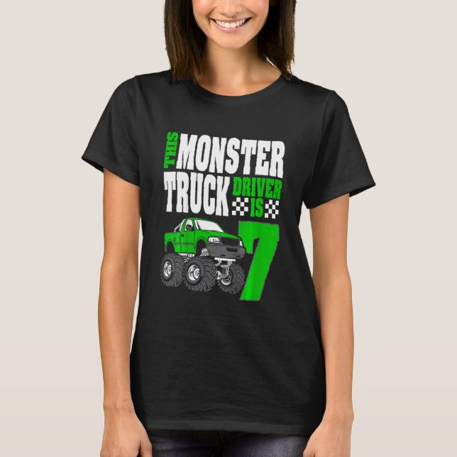Barn Den här monsterdrivrutinen Lastbil är 7 på fö T Shirt (Framsida)