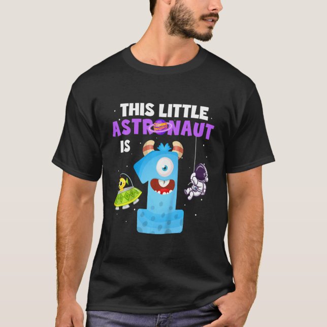 Barn Denna lilla astronaut är 1 år 1:a födelsedag T Shirt (Framsida)