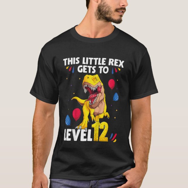 Barn Denna lilla Rex når nivå 12 år Födelsedag T Shirt (Framsida)
